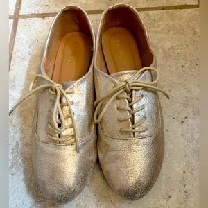 Gold Lace Up Flats